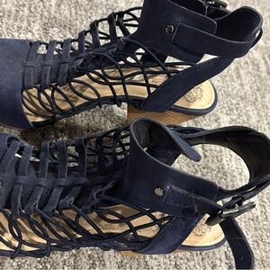 Vince Camuto Navy Lace-Up Heels.